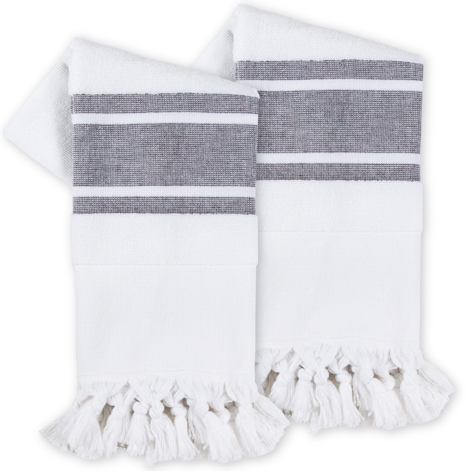 3 Piece Turkish Towel Set for Bathroom, 1 Bath Towel, 2 Hand Towels, Off  White Cotton Bath Towels with Black Stripes,Turkish Peshtemal Towel and  Hand