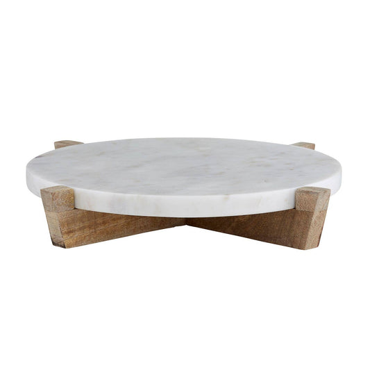 Marble And Natural Wood Stand