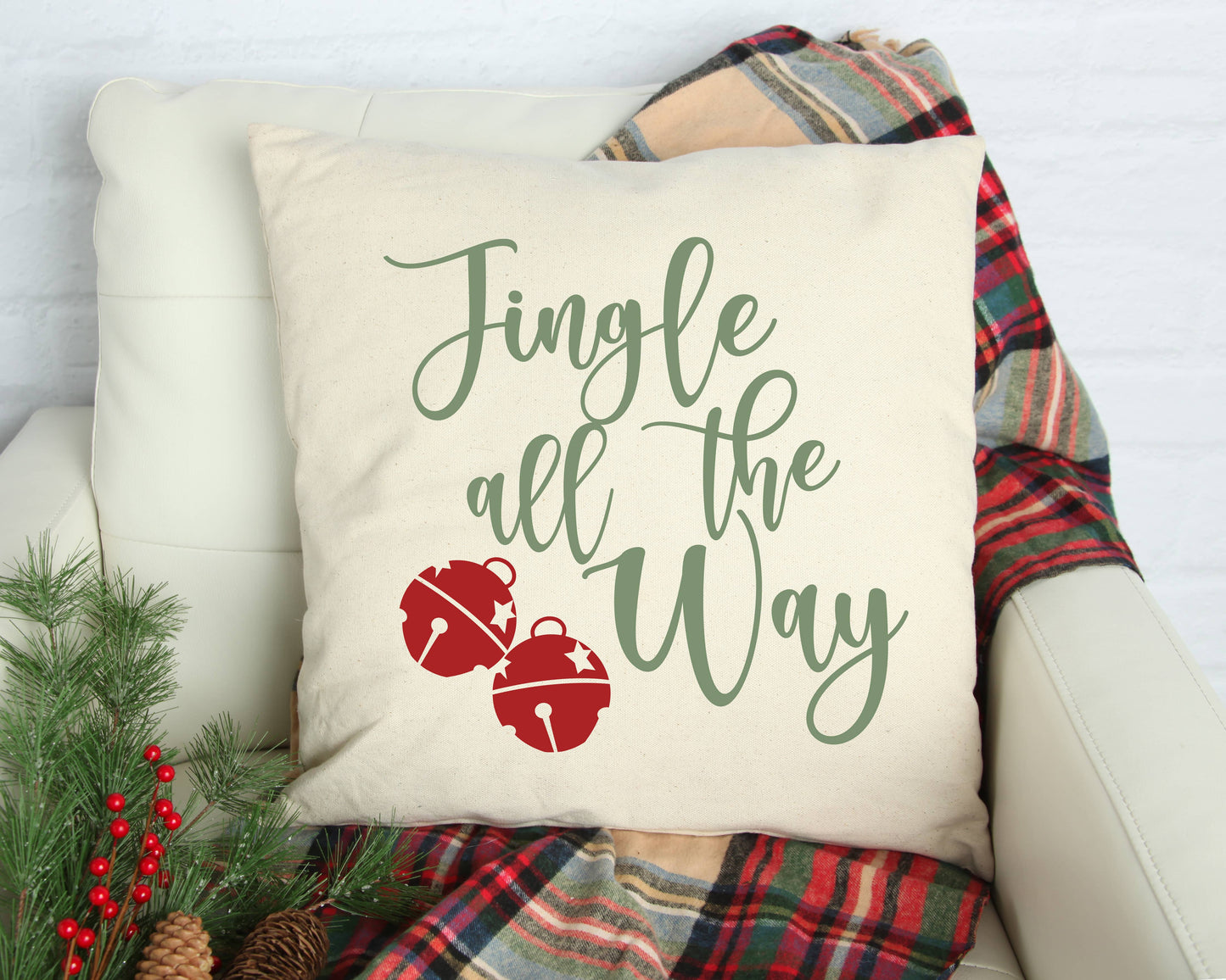 Jingle all the Way Pillow Cover 18x18 inch