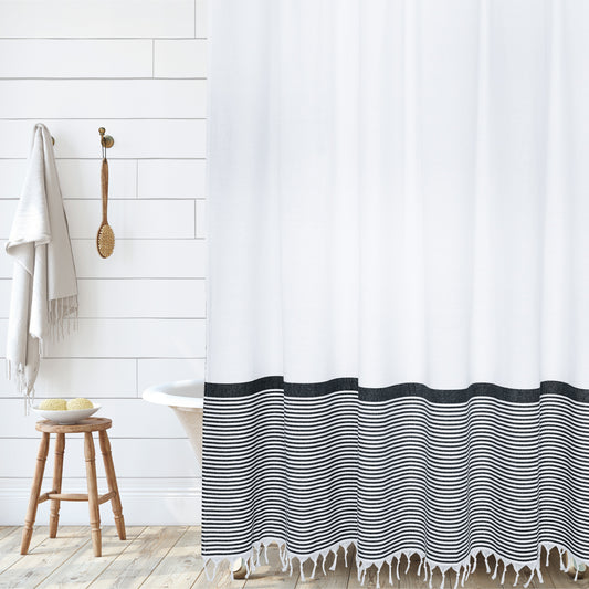 Modern Farmhouse Shower Curtain - Black