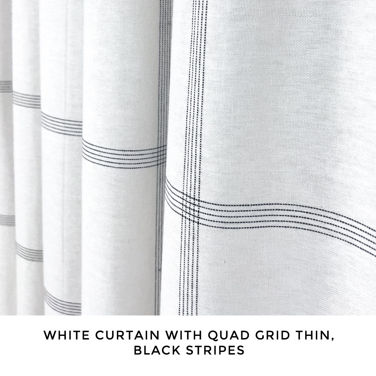 Ellis Grid Shower Curtain, White/Black