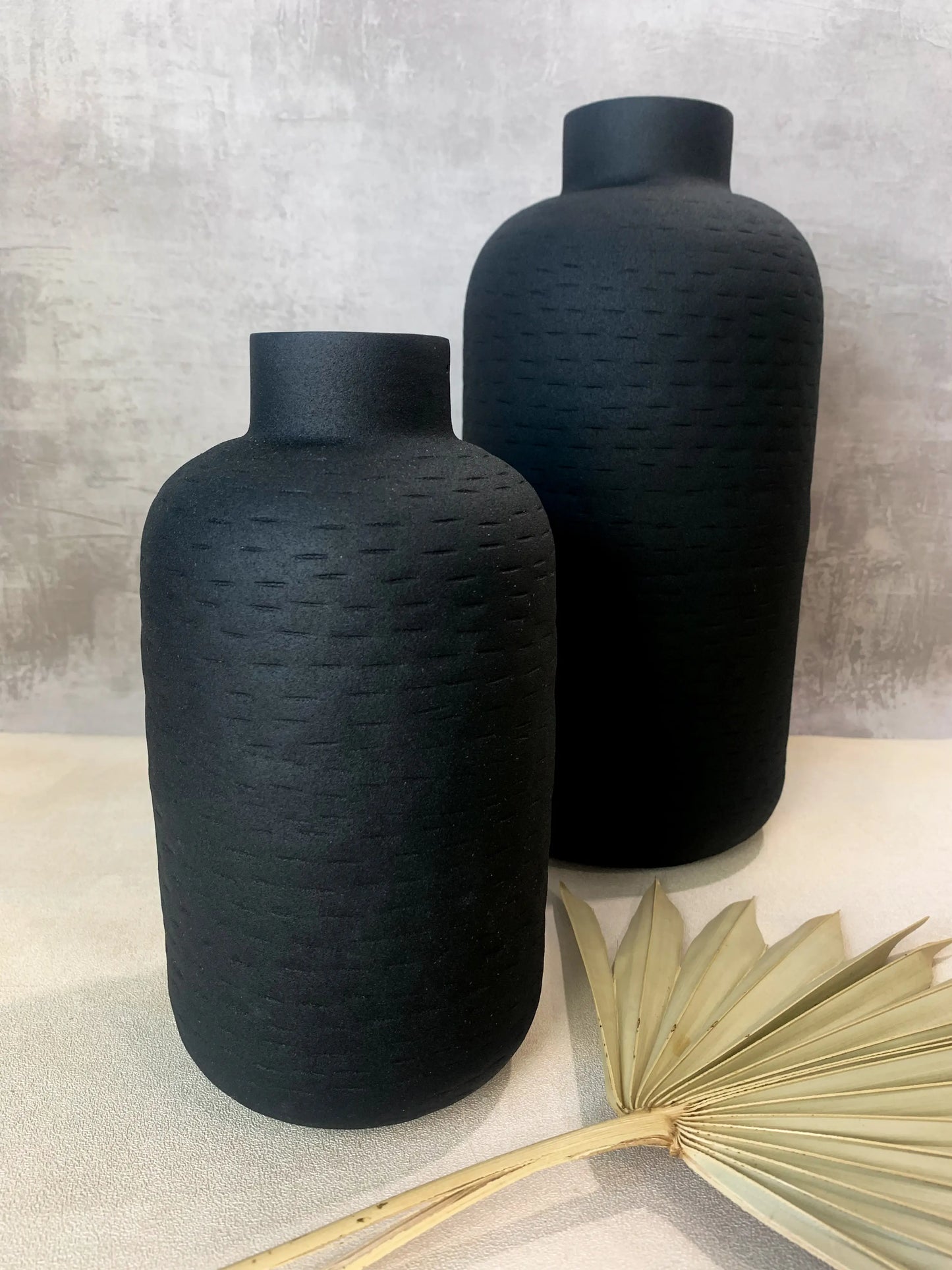 Black Textured Vase - Large Oblong