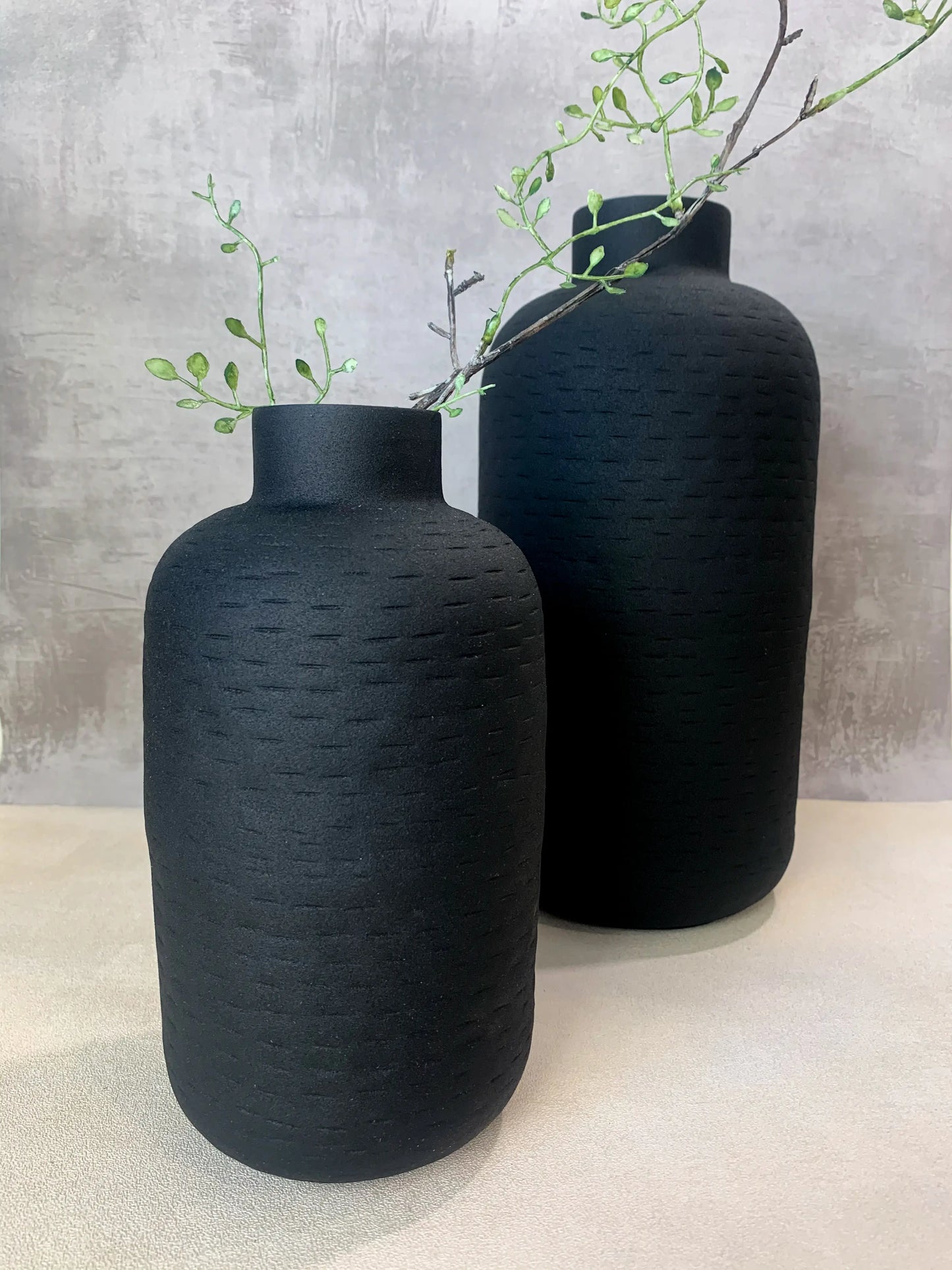 Black Textured Vase - Large Oblong