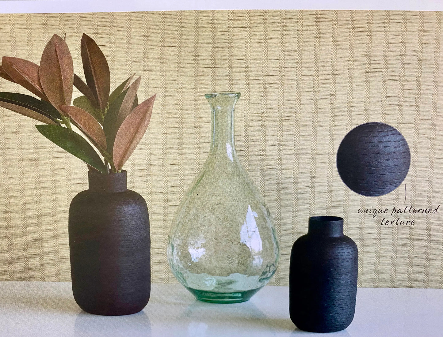 Black Textured Vase - Large Oblong